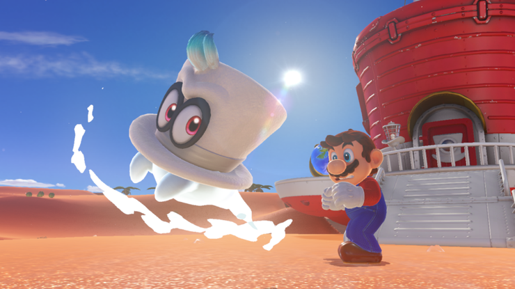 mario throwing hat in odyssey